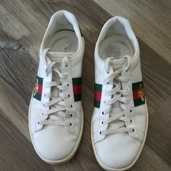 Gucci White Leather Sneakers - Picture 1 of 7